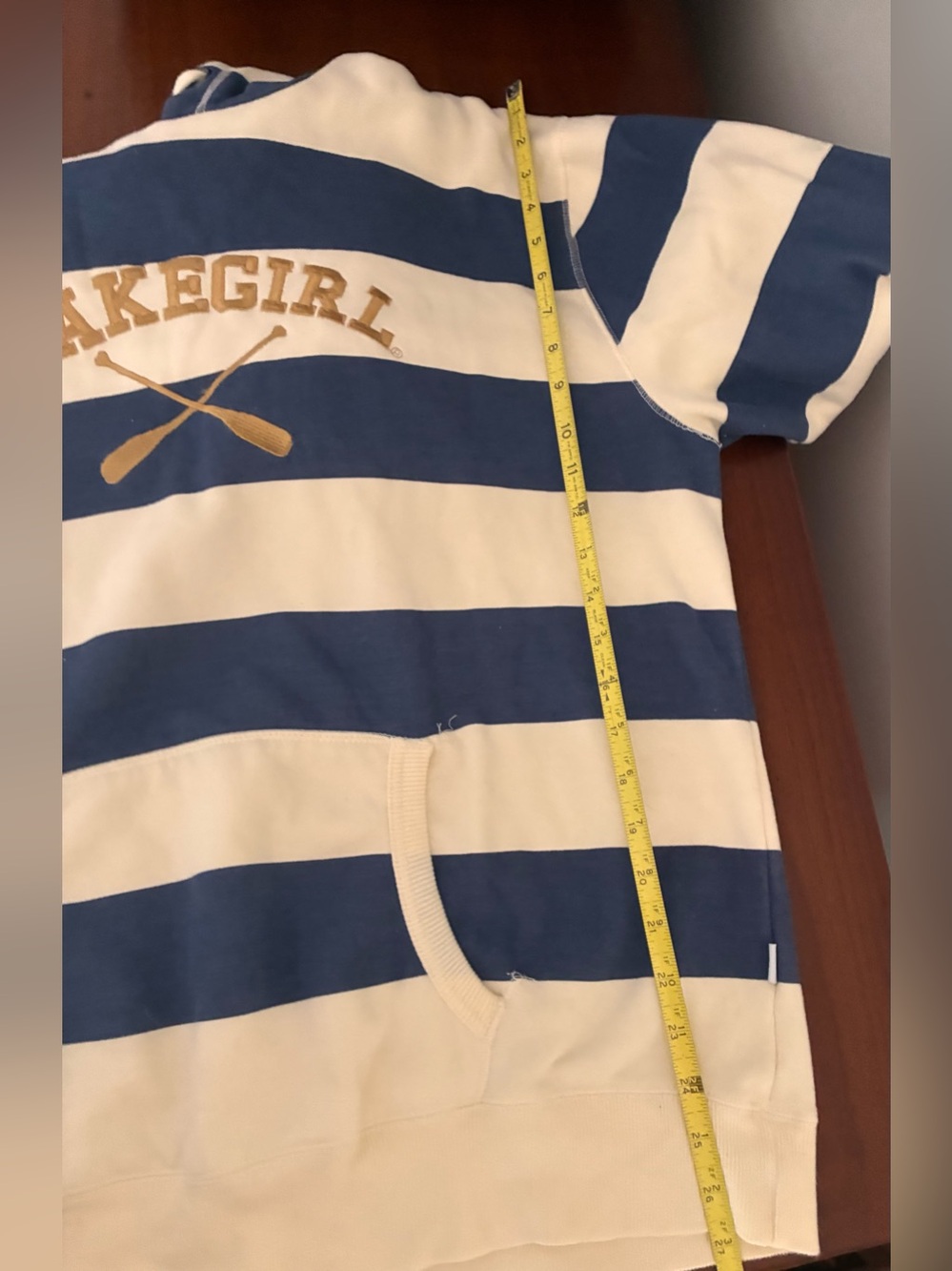 Lakegirl Navy and Cream Striped Hoodie Sweatshirt women XL preppy coastal - Picture 6 of 6